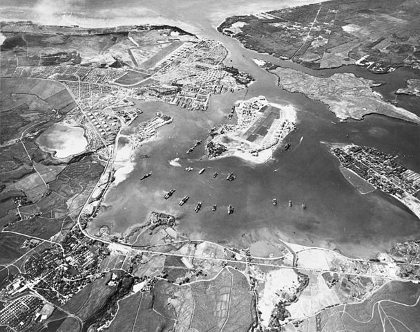 A rare aerial photograph of Pearl Harbor in October 1941, a few weeks before the surprise attack Dec. 7. (Courtesy of the U.S. Navy)