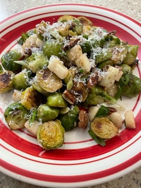 Senior Chief Petty Officer Adam Shelton’s contribution to the 2022 MyCG Holiday Menu, Roasted Brussels Sprouts with Pear, Nuts, and Scallions, Washington, D.C., Dec. 9, 2022. (Photo courtesy of Senior Chief Petty Officer Adam Shelton)