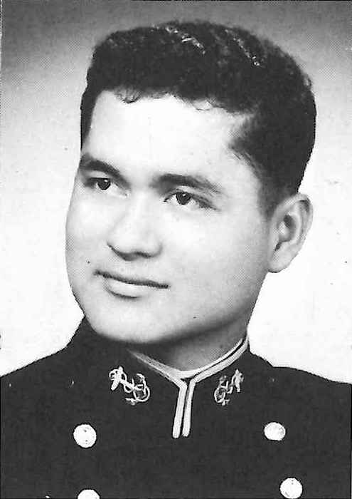 This photograph from the Coast Guard Academy yearbook Tide Rips shows Guam native Juan Salas, the first Pacific Island-American to graduate from that institution. (Coast Guard Academy Tide Rips)