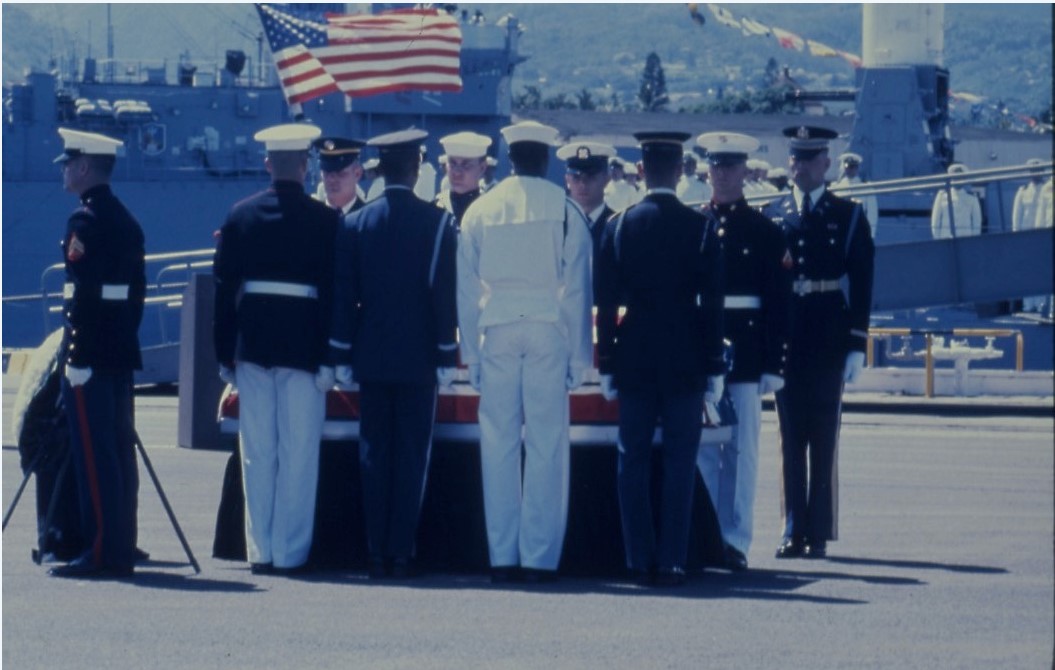 The 1984 Vietnam Unknown Selection Ceremony, held at what is now Joint Base Pearl Harbor-Hickam. (Courtesy U.S. Navy)