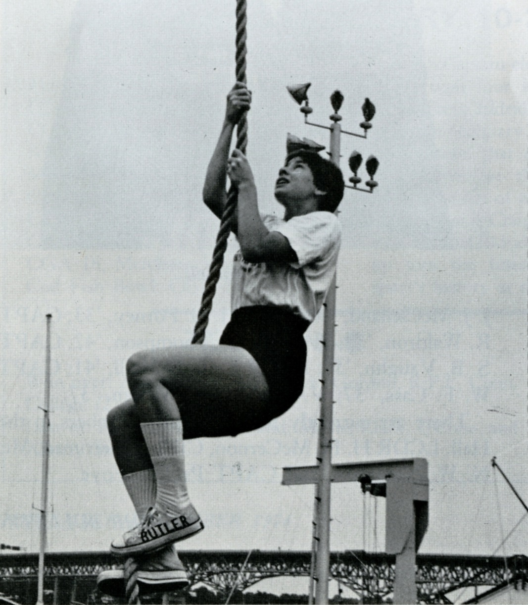 Cadet Jean Butler navigating the obstacle course at the Academy. (U.S. Coast Guard Photo)