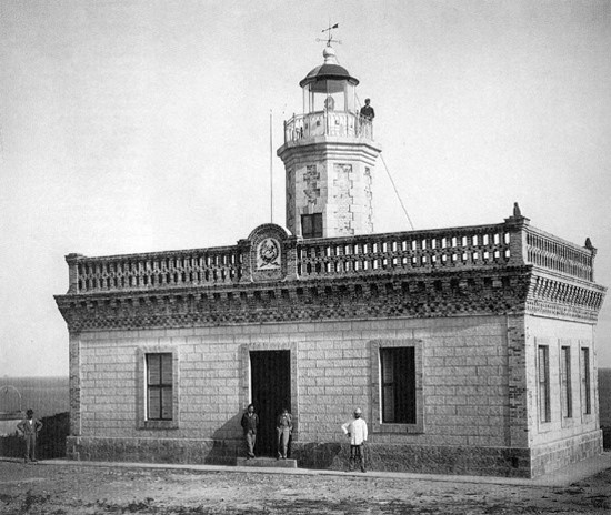 View from the north of Guanica Lighthouse in 1897. At the center is located the seal of the “Real Cuerpo de Ingenieros de Caminos” or Spanish Royal Roads Engineer Corps. (Library of Congress)